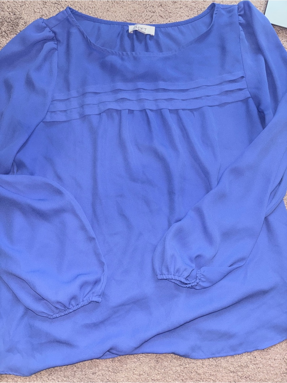 LOFT Periwinkle Blue Pintuck Blouse